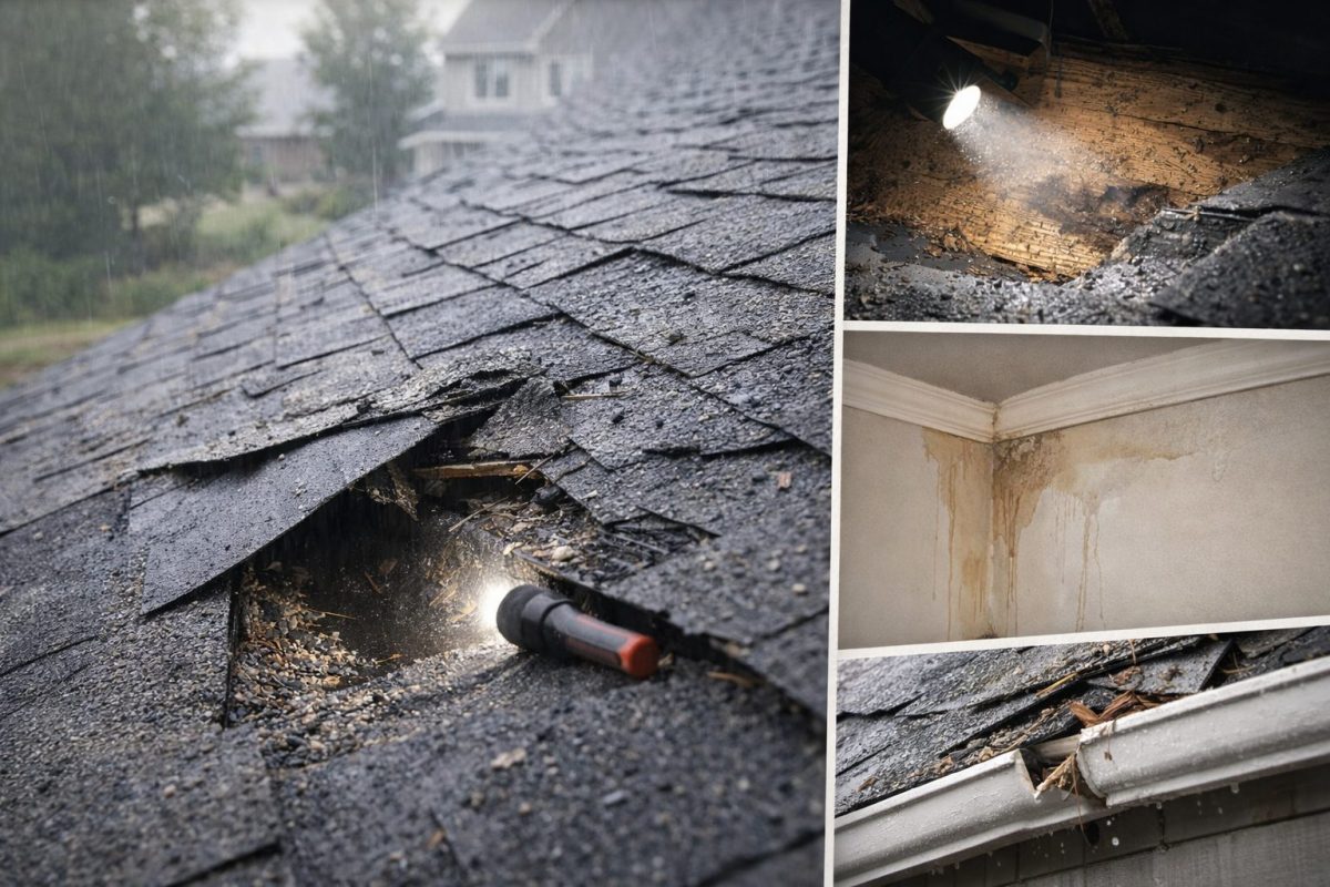 The Most Common Signs of Hidden Roof Damage After a Storm 2 Storm damage on roof and interior